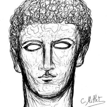 Zeichnungen mit dem Titel "Portrait de Brutus…" von Cindy Millet, Original-Kunstwerk, Kugelschreiber