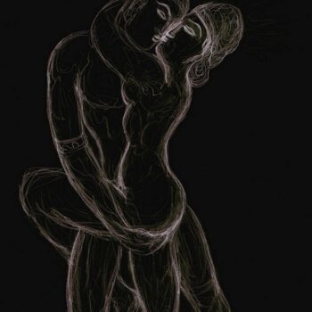 Dessin intitulée "Danse-étreinte (eff…" par Cindy Millet, Œuvre d'art originale, Graphite