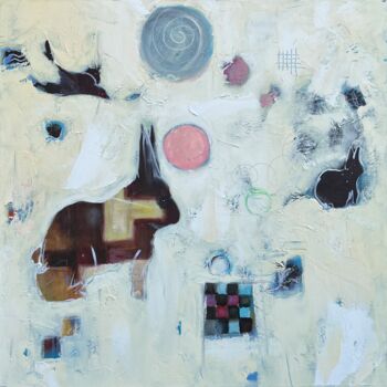 Pittura intitolato "Down the Rabbit Who…" da Cindy Moore Caird, Opera d'arte originale, Olio