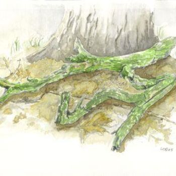 Painting titled "Green Branch" by Cindy Krysac, Original Artwork