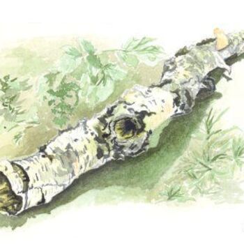 「Island Birch Log」というタイトルの絵画 Cindy Krysacによって, オリジナルのアートワーク