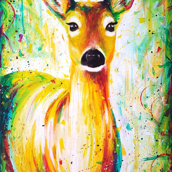 Painting titled "Biche Colorée I" by Cino, Original Artwork, Acrylic
