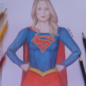 Drawing titled "Super Girl" by Cinthia Barbosa, Original Artwork, Pencil