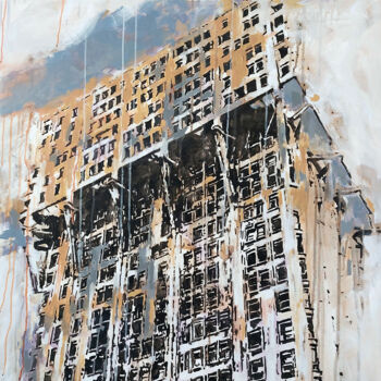 Painting titled "Torre Velasca" by Cinzia Busto, Original Artwork, Oil Mounted on artwork_cat.