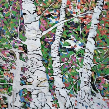Pittura intitolato "Sentire gli alberi" da Cinzia Busto, Opera d'arte originale, Olio Montato su Telaio per barella in legno