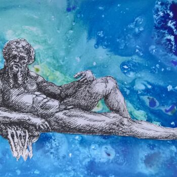 Painting titled "aquarius" by Cinzia Lo Russo, Original Artwork, Tempera Mounted on Wood Stretcher frame