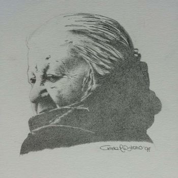 Drawing titled "Anziana nel cappotto" by Cinzia Rutigliano, Original Artwork, Pencil