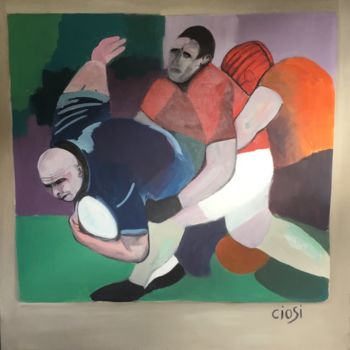 Malerei mit dem Titel "Rugby" von Nicole Ciosi, Original-Kunstwerk, Öl