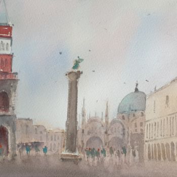 Schilderij getiteld "Venice San Marco Do…" door Cihan Polat, Origineel Kunstwerk, Aquarel