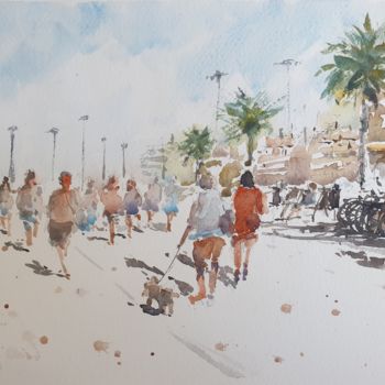 绘画 标题为“People walking in A…” 由Cihan Polat, 原创艺术品, 水彩