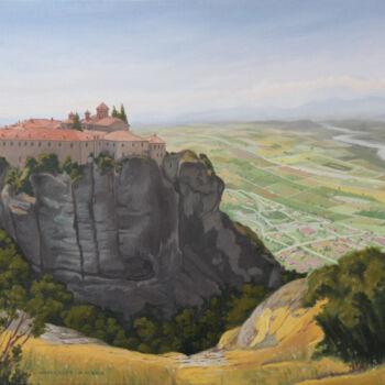 Peinture intitulée "Meteora" par Ciprian Mihailescu, Œuvre d'art originale, Huile Monté sur Châssis en bois