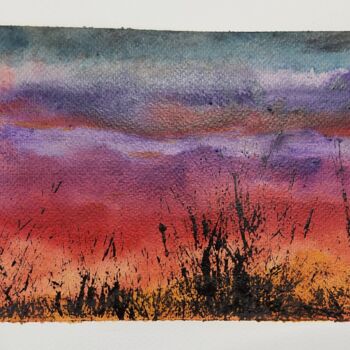 Painting titled "Tramonto_01" by Francesco Damosso, Original Artwork, Watercolor