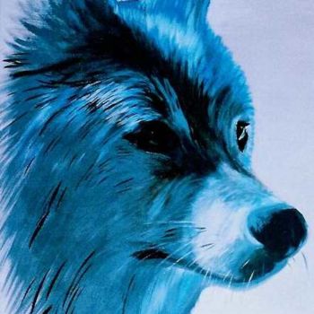 Peinture intitulée "loup bleu" par Catherine Paquet, Œuvre d'art originale, Acrylique