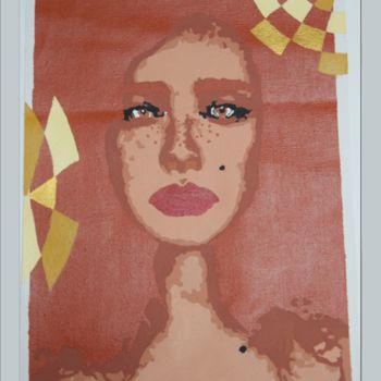 Peinture intitulée ""portrait femme 1"" par Cjf J0oe Crea, Œuvre d'art originale, Acrylique