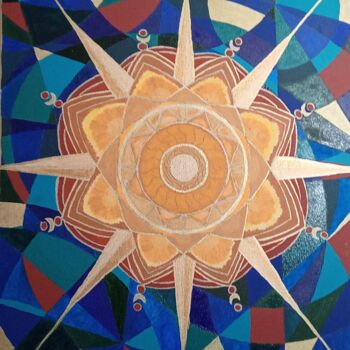 Peinture intitulée ""Soleil d'Égypte 1"" par Cjf J0oe Crea, Œuvre d'art originale, Huile Monté sur Châssis en bois