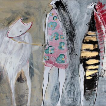 Malarstwo zatytułowany „White Dog II.” autorstwa Jiri Havlik, Oryginalna praca, Akryl
