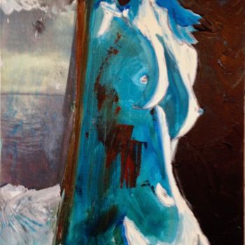 Painting titled "nu bleu" by Roemy, Original Artwork, Acrylic