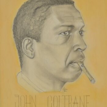 Drawing titled "John Coltrane" by Cla Portraits, Original Artwork, Chalk