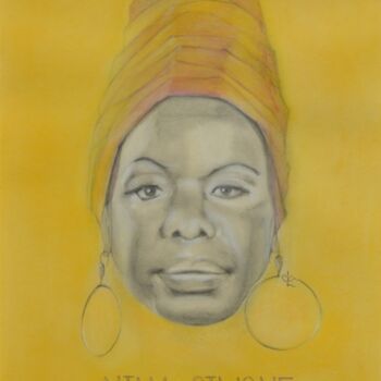 Dessin intitulée "Nina Simone" par Cla Portraits, Œuvre d'art originale, Fusain