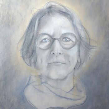 Drawing titled "Blue" by Cla Portraits, Original Artwork, Pastel