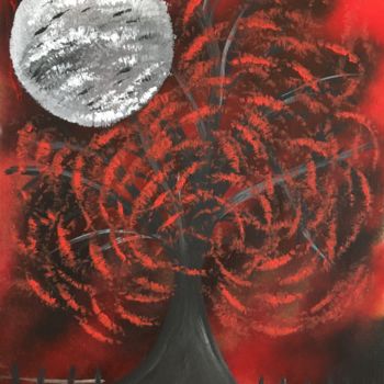 Peinture intitulée "L’arbre rouge" par Clacla, Œuvre d'art originale, Acrylique