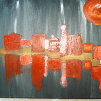 Peinture intitulée "rouge en reflet" par Clacla, Œuvre d'art originale