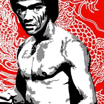 Painting titled "Bruce Lee" by B. Cladères, Original Artwork, Oil