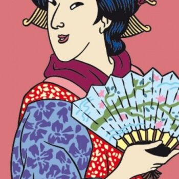 Peinture intitulée "Geisha" par B. Cladères, Œuvre d'art originale, Huile