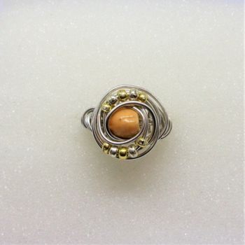 Artcraft με τίτλο "Bague Pivoine, Perl…" από Clair De Perle Créations, Αυθεντικά έργα τέχνης, Δαχτυλίδια