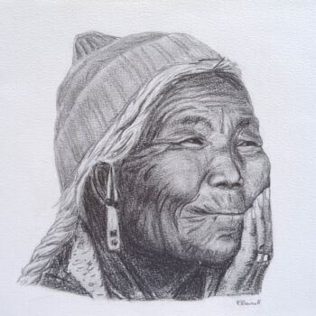 Drawing titled "Rigzin Momo : Viell…" by Claire Arnoult, Original Artwork, Pencil