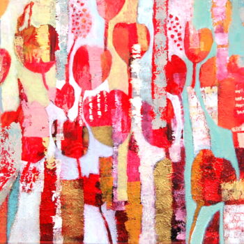 Malarstwo zatytułowany „floraison” autorstwa Claire Biette, Oryginalna praca, Akryl Zamontowany na Drewniana rama noszy