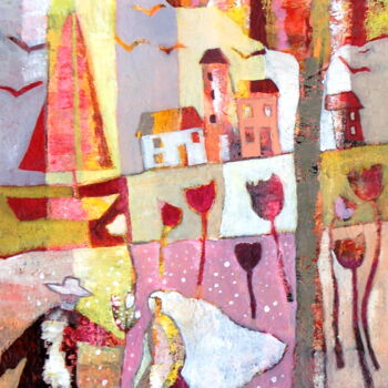 Картина под названием "le rêve" - Claire Biette, Подлинное произведение искусства, Акрил Установлен на Деревянная рама для н…