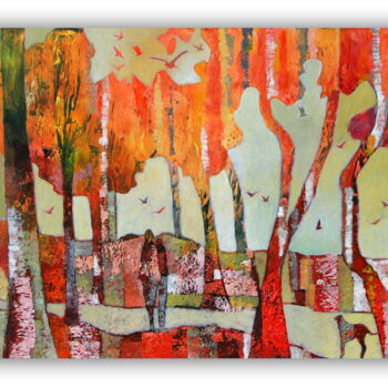 Pintura titulada "lumières s'automne" por Claire Biette, Obra de arte original, Acrílico Montado en Bastidor de camilla de m…