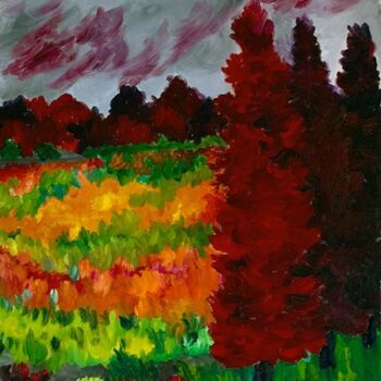 Peinture intitulée "Tout de rouge vëtu" par Claire Bizier, Œuvre d'art originale, Huile