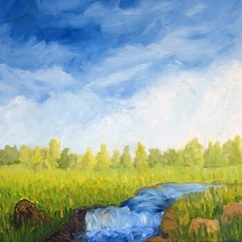 Картина под названием "Le ruisseau." - Claire Bizier, Подлинное произведение искусства, Масло
