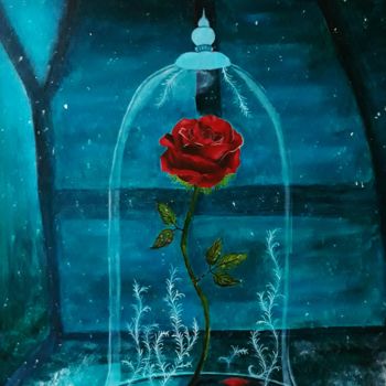 Painting titled "La Rose Enchantée" by Lun'Artist, Original Artwork, Acrylic