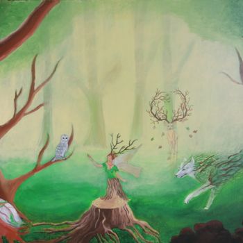 Painting titled "L'appel de la Forêt" by Lun'Artist, Original Artwork, Acrylic
