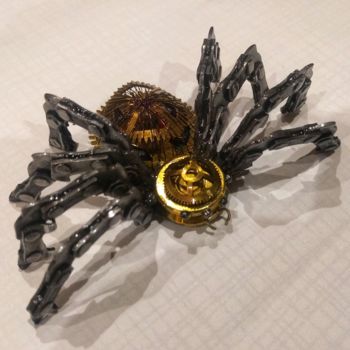 Sculpture intitulée "Petite araignée méc…" par Claire Savail, Œuvre d'art originale, Métaux