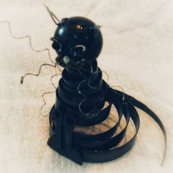 Sculpture titled "Chat noir" by Claire Savail, Original Artwork, Metals