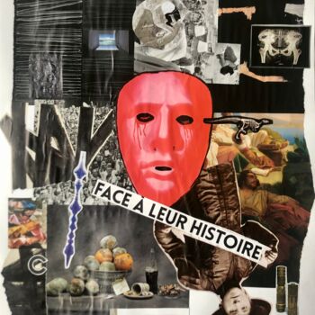 Collages intitolato "Face à leur Histoire" da Claire Gary Dalle, Opera d'arte originale, Collages