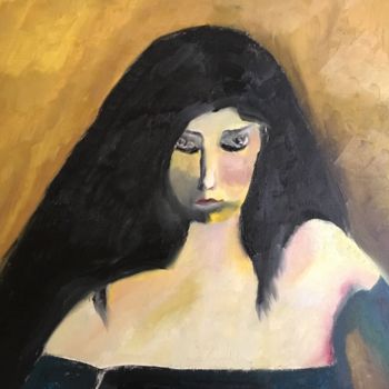 Painting titled ""Sapho"" by Claire Marie Gay, Original Artwork, Oil Mounted on Wood Panel