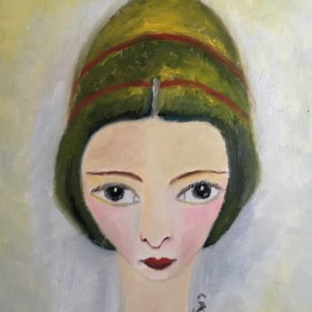 Painting titled ""Margot"" by Claire Marie Gay, Original Artwork, Oil Mounted on Wood Panel