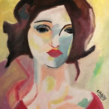 Painting titled ""Natacha"" by Claire Marie Gay, Original Artwork, Oil Mounted on Wood Panel