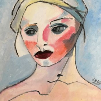 Painting titled ""Marthe"" by Claire Marie Gay, Original Artwork, Oil Mounted on Wood Panel