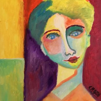 Painting titled ""Rachel"" by Claire Marie Gay, Original Artwork, Oil Mounted on Wood Panel