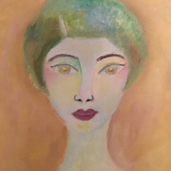 Painting titled ""Jenny"" by Claire Marie Gay, Original Artwork, Oil Mounted on Wood Panel