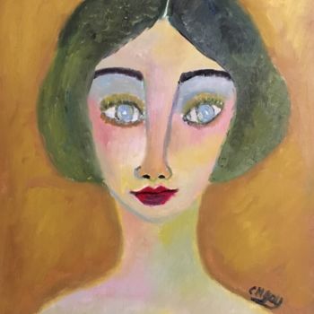 Painting titled ""Adrienne et la lum…" by Claire Marie Gay, Original Artwork, Oil Mounted on Wood Panel