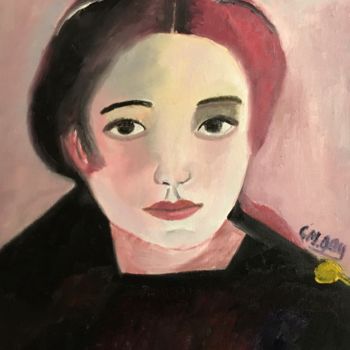Painting titled ""Claudine"" by Claire Marie Gay, Original Artwork, Oil Mounted on Wood Panel