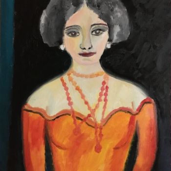 Painting titled ""Mata Hari"" by Claire Marie Gay, Original Artwork, Oil Mounted on Wood Panel