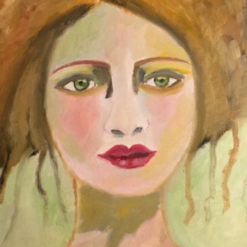 Painting titled ""Claudia"" by Claire Marie Gay, Original Artwork, Oil Mounted on Wood Panel